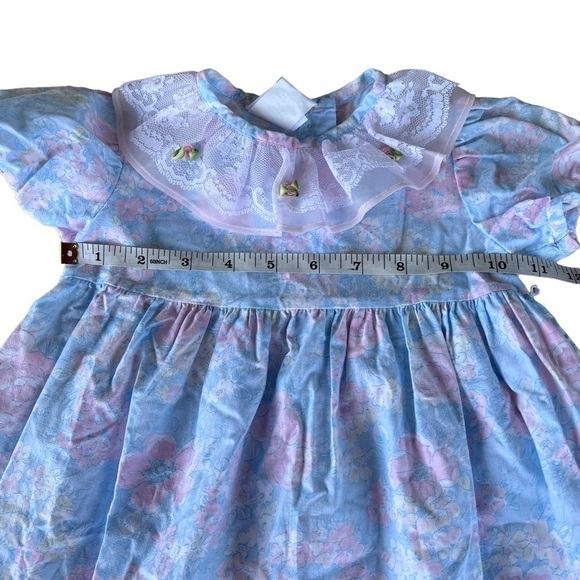 VTG Disney Winnie the Pooh Cottagecore Floral Dress 2T Lace Pierrot Collar USA - Picture 12 of 16